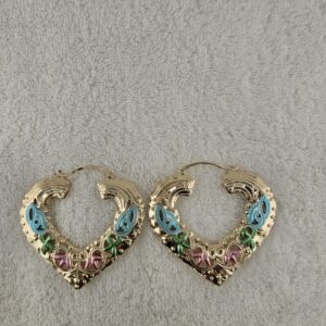 Gold Colorful Heart shape Large earrings